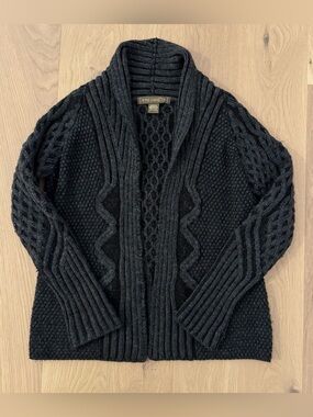 Inis Crafts Ireland 100% Merino Wool Aran Knit Cardigan Sweater - Size Medium